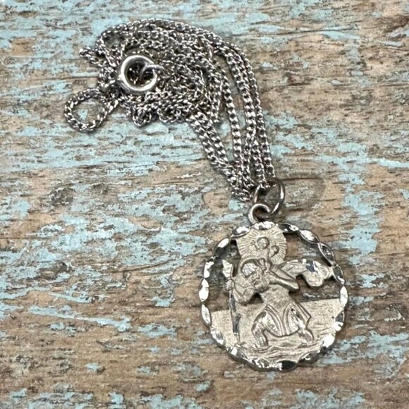Vintage St. Christopher Necklace Sterling Silver - Picture 1 of 4